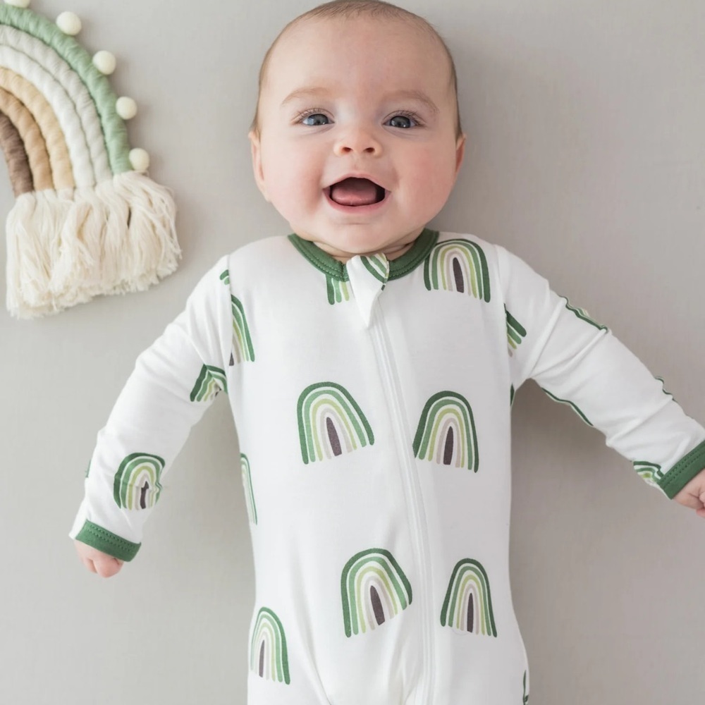 KYTE Baby 6-12 Mnths Green and White Kids One Piece - Picture 2 of 6
